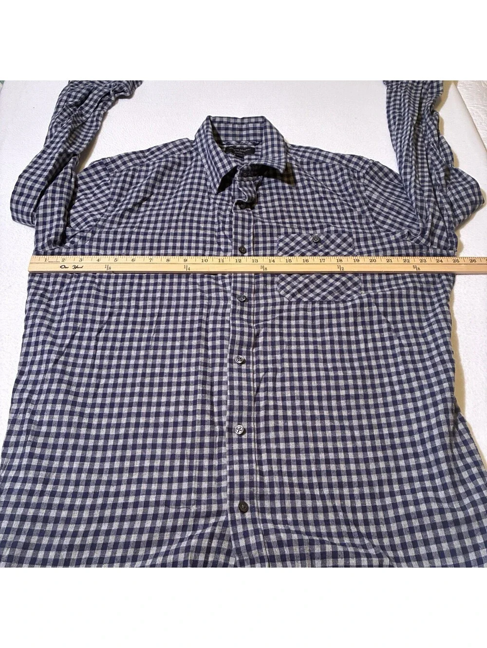 Banana Republic Shirt Men XL Blue Standard Fit Button Gingham Plaid Long Sleeve